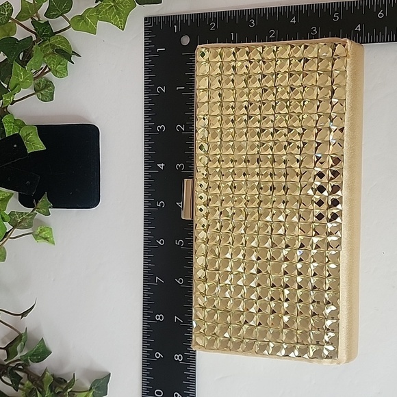Gold Bling Metallic Clutch Evening Bag NIB - Picture 5 of 6